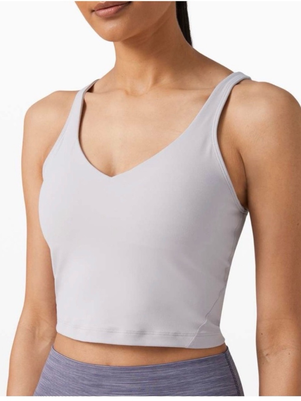 lululemon athletica Light Gray V-Neck Crop Top